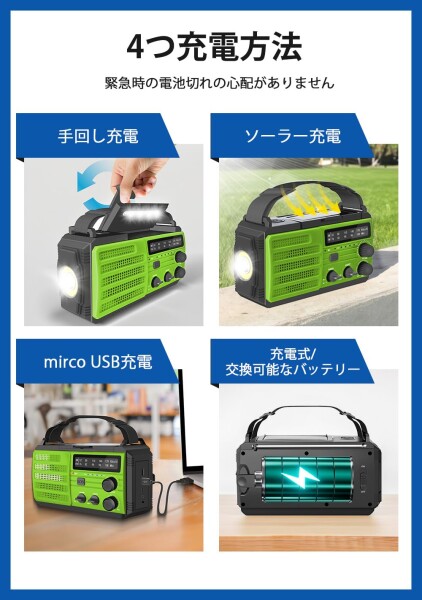 OLANSOR 防災ラジオ 防災懐中電灯 多機能 手回しソーラー緊急 AM/FM対応携帯式SOS緊急警報 ３つモード懐中電灯＆読書灯 スマホ充電 アウトドア グッズ セット 緊急対策、地震、津波、台風 OLANSOR 防災ラジオ 防災懐中電灯ラジオ 多機能 手回しソーラー緊急