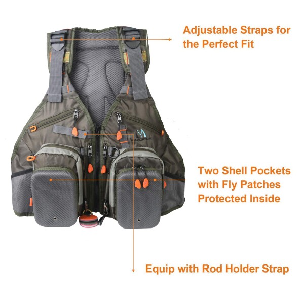 Maxcatchフライフィッシングベストパックサイズ調整ができる