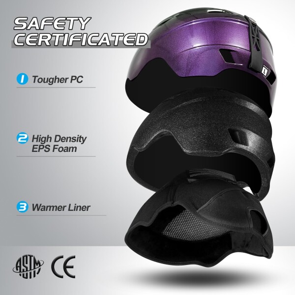 Odoland スキーヘルメット バイザースノーボードヘルメット OTGメガネ