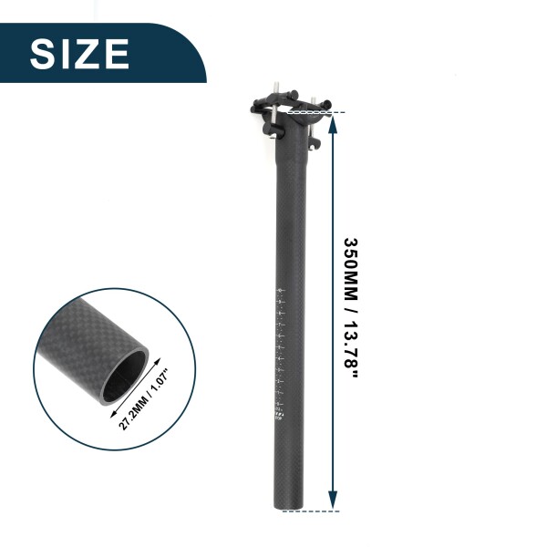 TUCKBOLD 自転車シートポスト 軽量 自転車 サドルポスト シートチューブ マットブラック 1個 27.2x350mm カーボンファイバー