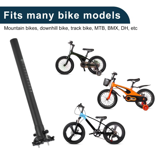 TUCKBOLD 自転車シートポスト 軽量 自転車 サドルポスト シートチューブ マットブラック 1個 27.2x350mm カーボンファイバー