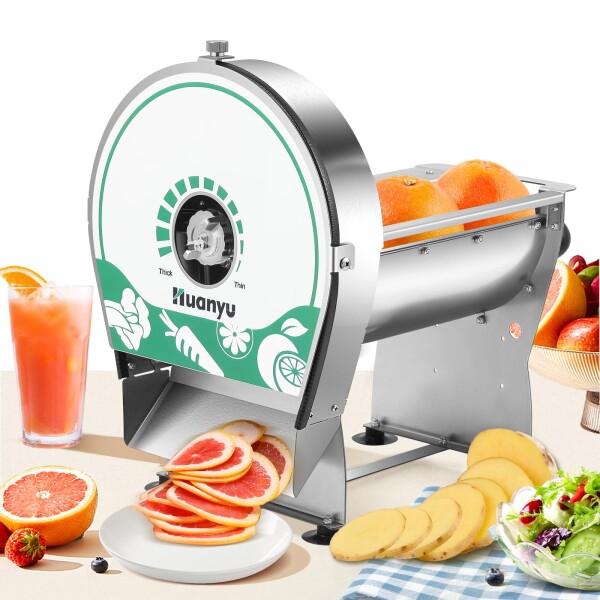 Huanyu 野菜スライサー 304ステンレス製 Huanyu 電動スライサー 業務用野菜スライサー 電動・手動両用 厚さ0