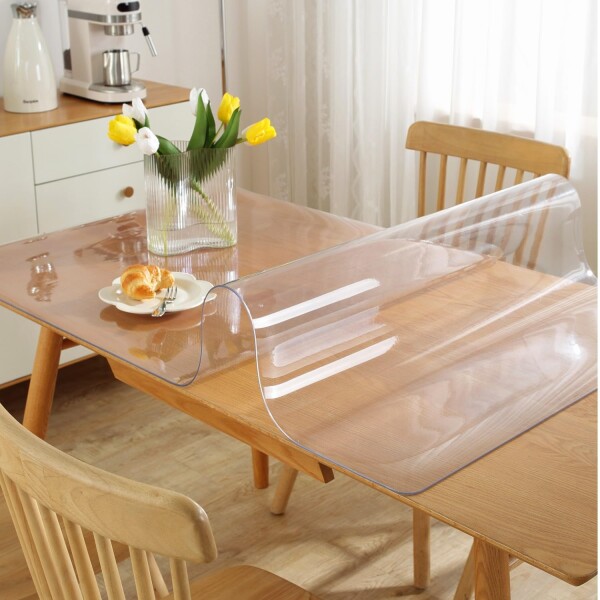 OstepDecor テーブルクロス 透明 デスクマット 90 x 150cm 厚さ1.5mm PVC製 透明?布, 防塵・防水・耐久 矩形サイズ選択可能，カスタマイズ可能
