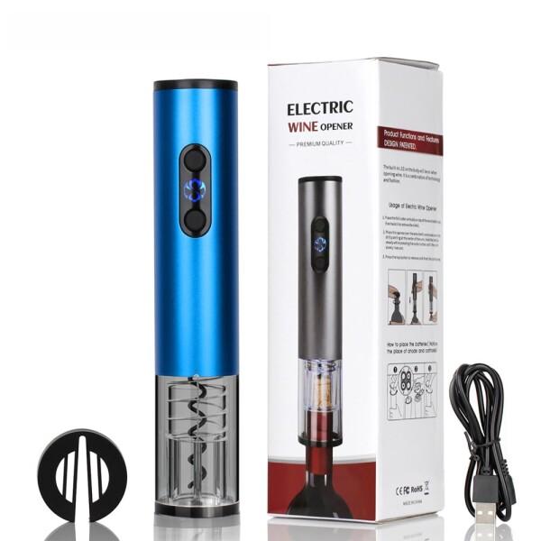 LeadwayTek 電動ワインオープナー 充電式 自動コルク栓抜き 電動ワインボトルオープナー フォイルカッターとUBS充電ケーブルが付属します 飲み会の便利グッズ（ブルー）