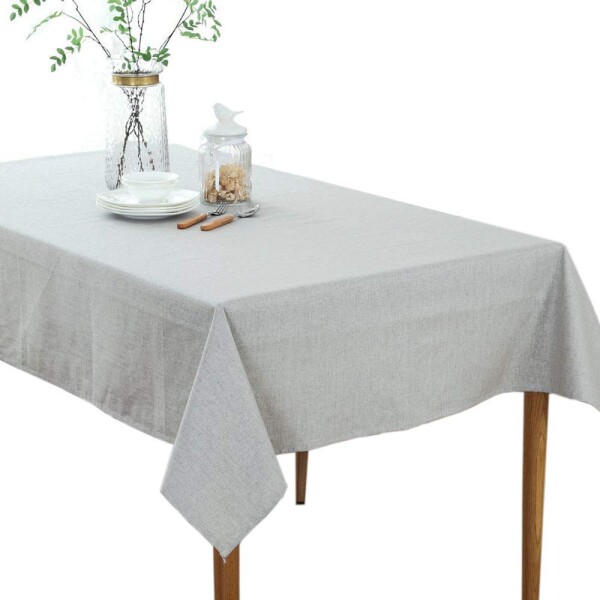 Forhomelife テーブルクロス 北欧 撥水 天然素材 リネン テーブルカバー 無地 tablecloth 布 長方形 130x180cm グレー