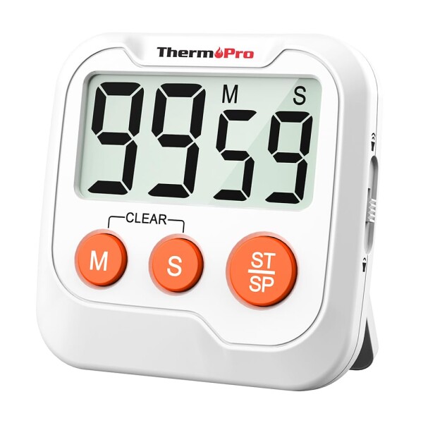 ThermoPro キッチンタイマー 勉強タイマー ストップウォッチ デジタル デカ文字 音量調整可 マグネット付き スタンド 置き掛け貼り兼用 フィットネス 調理用 子供 教師 TM03