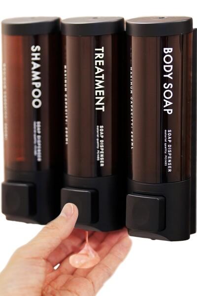 KATAZUKE マグネット ソープディスペンサー (ブラック) シャンプーディスペンサー 壁掛け 磁石 吊り下げ 詰め替え