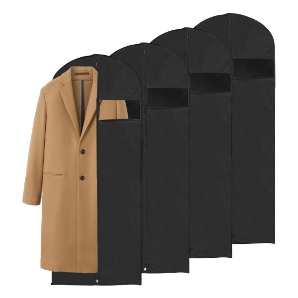 PATIKIL 60"の超長ガーメントバッグ クローゼット収納と旅行用4パック 透明窓とジッパー付きの防水スーツ保護バッグ 女性用男性用コートジャケット用（60"x24"）
