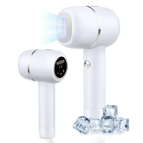 脱毛器だつもうき脱毛器 サロン級ハイパワー 冷感機能付き 痛くない 約90万回 メンズ 髭 vio対応 腕 足 全身 5段階調節 自動手動モード切替 男女兼用 家庭用脱毛器 コンパクト（ホワイト