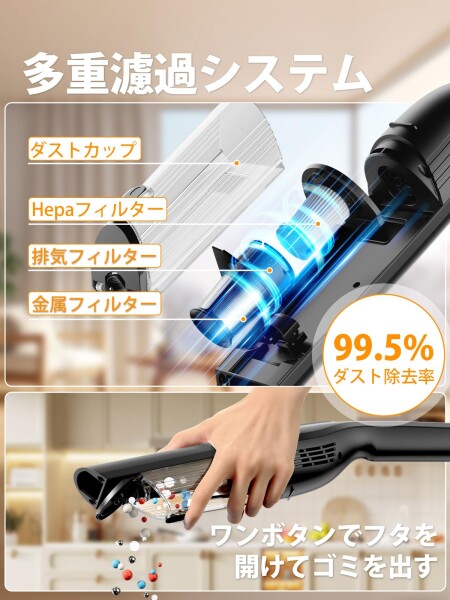 掃除機 コードレス 【2025新登場】15000pa超強力吸引 ハンディ