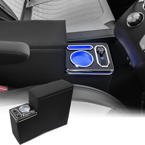 BUYFULL コンソールボックス シエンタ 10系/170系 アームレスト シエンタ 10系 呼吸ランプ 7色変換 コンソールボックス シエンタ アームレスト 大容量収納 ドリンクホルダー USBポート付き RGB
