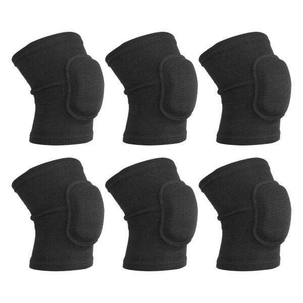 PATIKIL Sサイズ保護膝パッド 3ペアのスポンジバレーボール膝パッド ダンス膝パッド 女性用メンズ用フットボールバスケットボールワークアウト用ブレース 黒