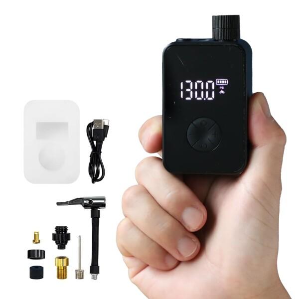 スリーアール PumPush マルチ 自転車 空気入れ 携帯 130PSI 気圧表示 電動ポンプ 軽量 小型携帯空気入れ 仏式米式バルブ対応 充電式 Type-C ロードバイク ボール バイク カバー付き 3R-PMP02BK (02,