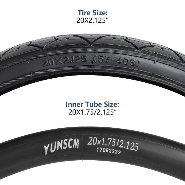 YunSCM 2本セット,20 2.125 タイヤ,20x2.125 57-406 自転車タイヤ+ 20x1.75/2.125 チューブ米式バルブ32mm+タイヤレバー,適用 20インチ 2.125 マウンテンバイク、子供用自転車,Y-1099