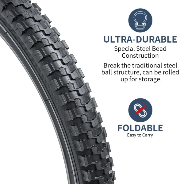 YunSCM 2本セット,26 2.125 タイヤ,26x2.125 57-559 自転車タイヤ + 26x1.75/2.25 チューブ 肉厚 米式バルブ32mm+タイヤレバー,適用 26インチ 2.125 マウンテンバイク、クロスバイク,Y-1086