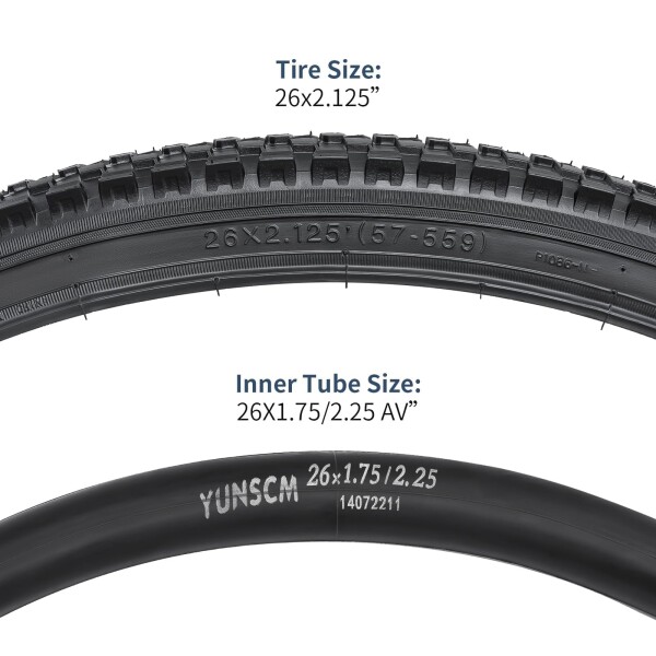 YunSCM 2本セット,26 2.125 タイヤ,26x2.125 57-559 自転車タイヤ + 26x1.75/2.25 チューブ 肉厚 米式バルブ32mm+タイヤレバー,適用 26インチ 2.125 マウンテンバイク、クロスバイク,Y-1086