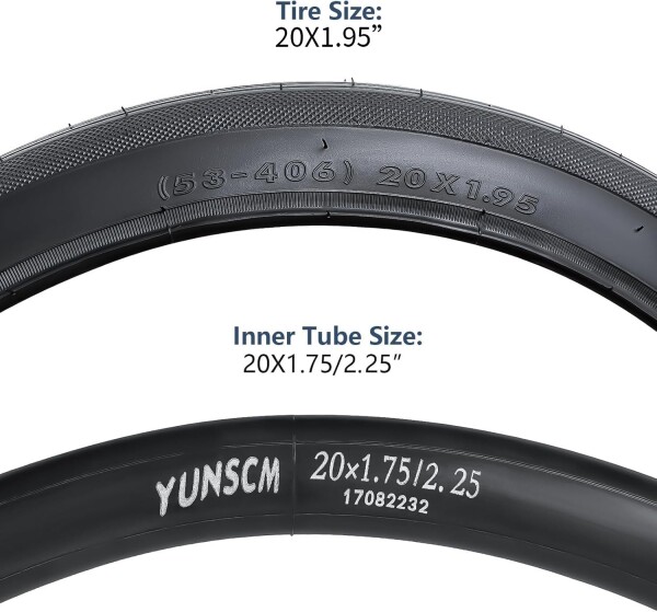 YunSCM 2本セット,20 1.95 タイヤ,20x1.95 53-406 自転車タイヤ + 20x1.75/2.125 チューブ 米式バルブ32mm+タイヤレバー,適用 20インチ 1.95 マウンテンバイク,Y-1330