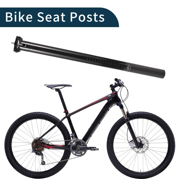 TUCKBOLD 自転車シートポスト ショック吸収 自転車サドルポスト シートチューブ グロスブラック 1個 34.9x550mm カーボンファイバー