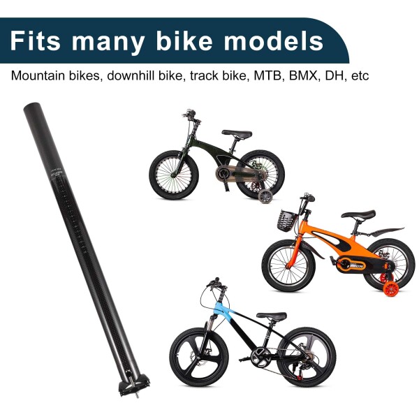 TUCKBOLD 自転車シートポスト ショック吸収 自転車サドルポスト シートチューブ グロスブラック 1個 34.9x550mm カーボンファイバー