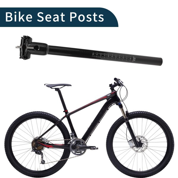 TUCKBOLD 自転車シートポスト ショック吸収 自転車サドルポスト シートチューブ グロスブラック 1個 22.2x400mm カーボンファイバー