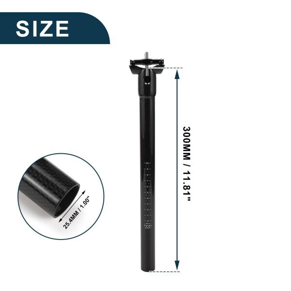 TUCKBOLD 自転車シートポスト ショック吸収 自転車サドルポスト シートチューブ グロスブラック 1個 25.5x300mm カーボンファイバー