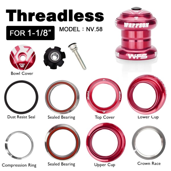 WFS NV.58 1-1/8インチ スレッドレスバイクヘッドセット - CNC合金