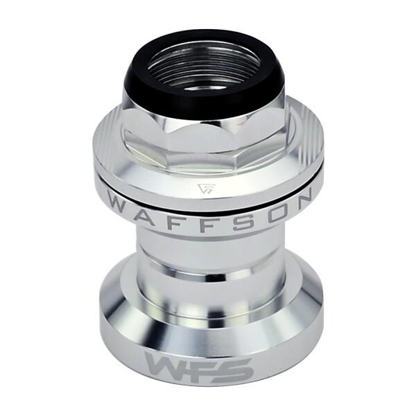 WFS AH.47 1インチねじ付きバイクヘッドセット - CNC合金、外部カップ、シールドベアリング、1インチ x 24T、クラウンレース付き、シルバー。