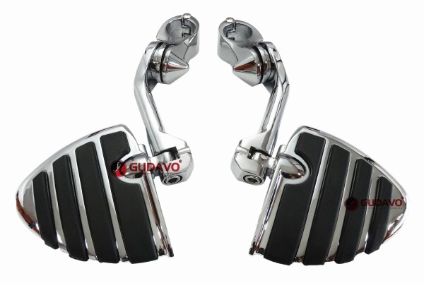 GUDAVOオートバイ フットペグ ハーレー ツーリング ロードキング ハイウェイペグ 1-1/4インチ/32mm 1インチ/24.5mm エンジンガードのに対応 ロングタイプ フットレスト フットペダル スカル 髑