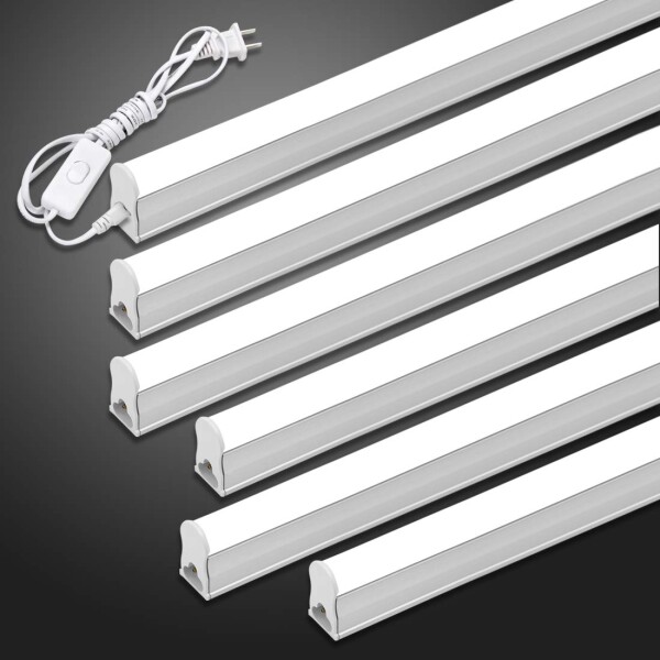 LED蛍光灯 20W形 器具一体型LED蛍光灯 T5 LED 直管 9W led 6000K-6500K 昼光色 天井照明 バーライト ベースライト 60cm 蛍光灯器具セット led照明 工事不要 連結コード付属 スイッチ付き (20W形/昼光色