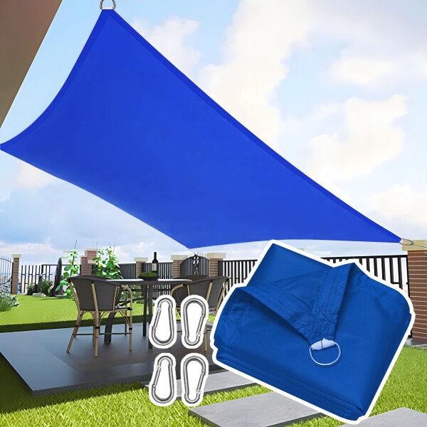 JIANLEI サンシェード 防水 3M*4M ブルー 四隅にはD型メタルバックルが付属