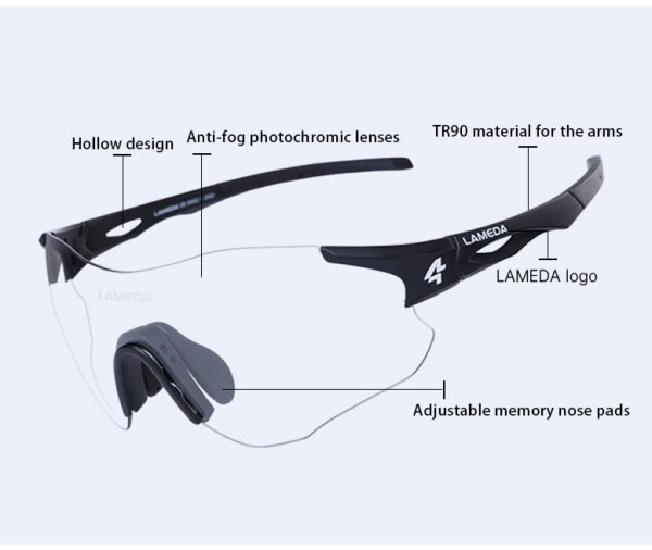 (LAMEDA) サイクリング 調光サングラス UV400/防曇/軽量/強靭 RS100 (グレー) LAMEDA) サイクリング 調光サングラス UV400/防曇/軽量/強靭 RS100