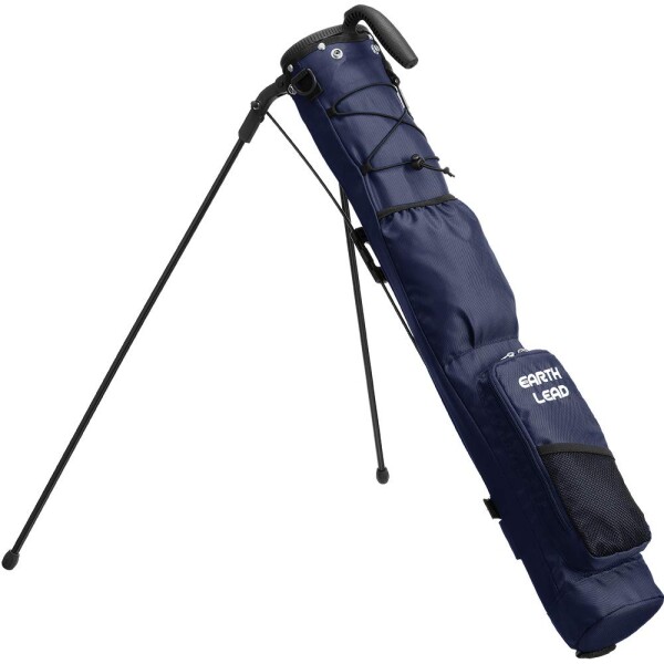 EARTH LEAD セルフスタンド ゴルフ クラブケース  クラブ ケース フード＆大型ポケット付き 超軽量 低重心 安定感 (ネイビー)