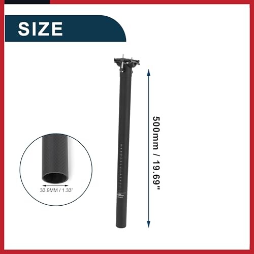 TUCKBOLD 自転車シートポスト 軽量 自転車サドルポスト シートチューブ マットブラック 1個 33.9x500mm カーボンファイバー