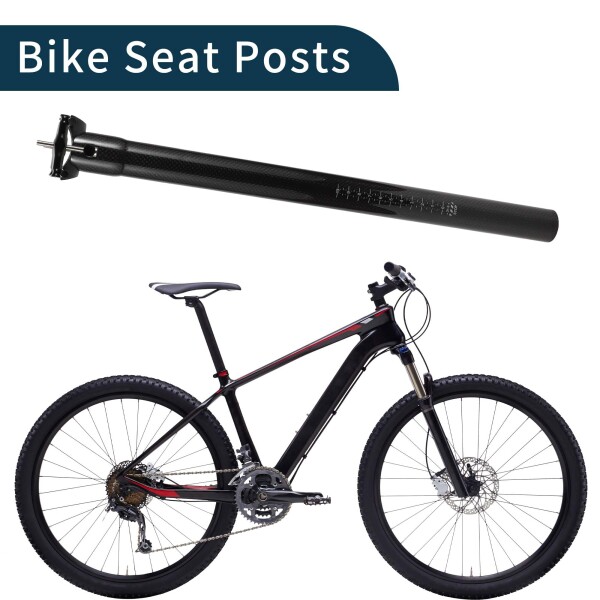 TUCKBOLD 自転車シートポスト ショック吸収 自転車サドルポスト シートチューブ グロスブラック 1個 31.6x450mm カーボンファイバー
