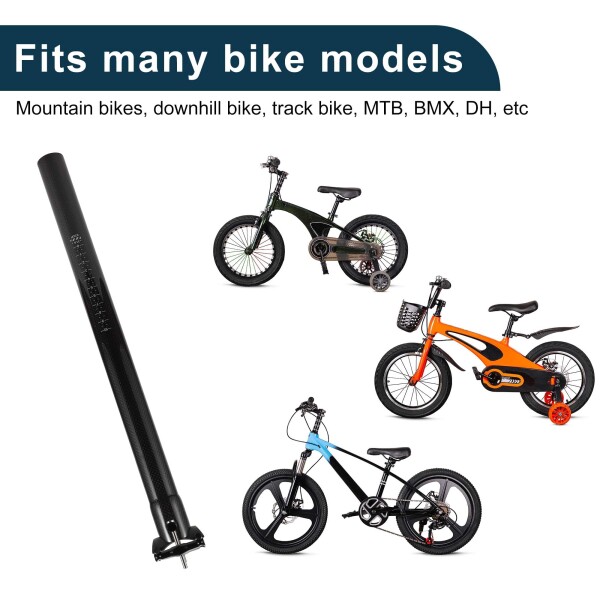 TUCKBOLD 自転車シートポスト ショック吸収 自転車サドルポスト シートチューブ グロスブラック 1個 31.6x450mm カーボンファイバー