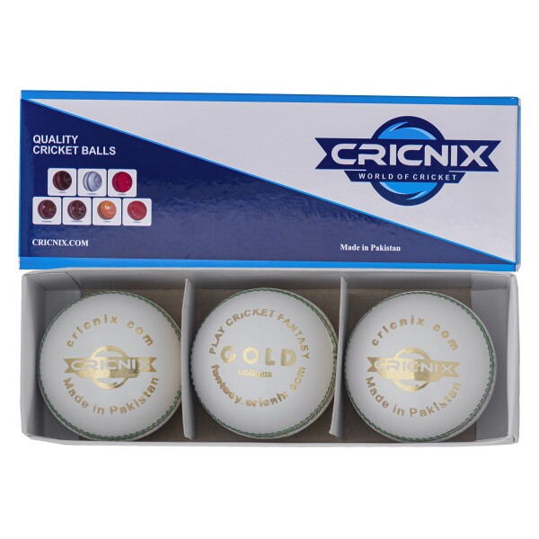 Cricnix クリケットボール ゴールドホワイトレザー (1パック/3パック/6