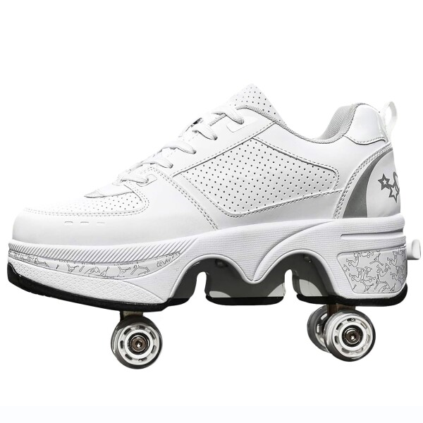 (ZQYR#) ローラースケート 子供 ローラーシューズ 女の子 収納可能な車輪 4輪 自動ウォーキングシューズ 大人 ローラー靴子 キッズ 初心者 の複列変形ホイールスケート靴 男女兼用 誕生日