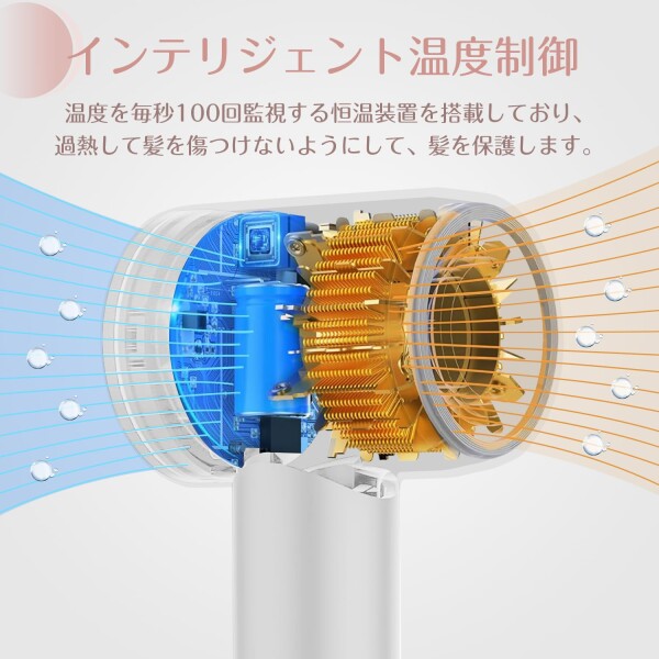 Smilemoon ヘアドライヤー マイナスイオンドライヤー 大風量