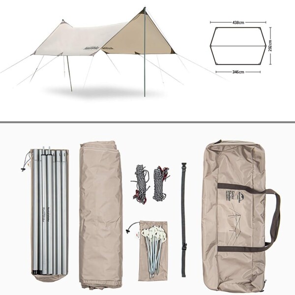 Naturehike 防水タープ UVカット 超軽量 携帯便利 多機能 アウトドアキャンプ用(3×4.38M, 六角形)