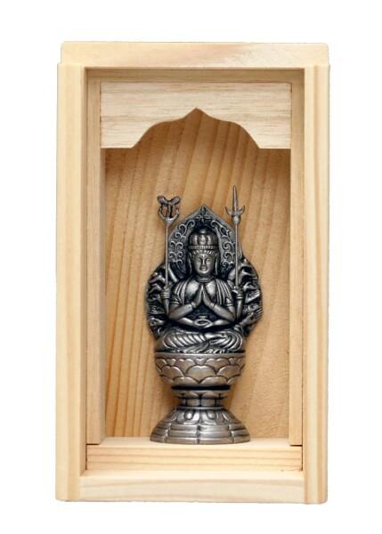 手元仏像 千手観音菩薩 厨子 香立て お香セット(古美銀色)＿仏師：渡辺景秋原型（子年生まれ）仏像 フィギュア 厨子 十二支 干支 御守り本尊(TMBせんじゅかんのんぼさつ)