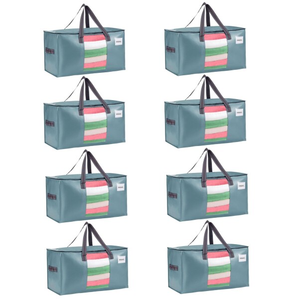 VENO 布団収納袋 引越しバッグ 大容量 引越しダンボールの代替 高耐久 耐水 透明窓付き ダブルジッパー付き 折りたたみ可能 衣装ケース 布団袋 洋服収納 引っ越し キャンプ 旅行 (ライト