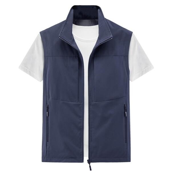 ＳｅｍｉＡｕｇｕｓｔ（セミオーガスト） ベスト メンズ アウトドアベスト メッシュ 撥水加工 軽量 通気 釣り 多機能 薄手 多ポケット 山登り 春 夏 ブルー L