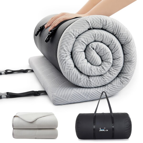 夏季用シングルマットレス＆布団セット, 高反発, 専用はっ水ケース, 涼しい触感 手提げ収納袋付き