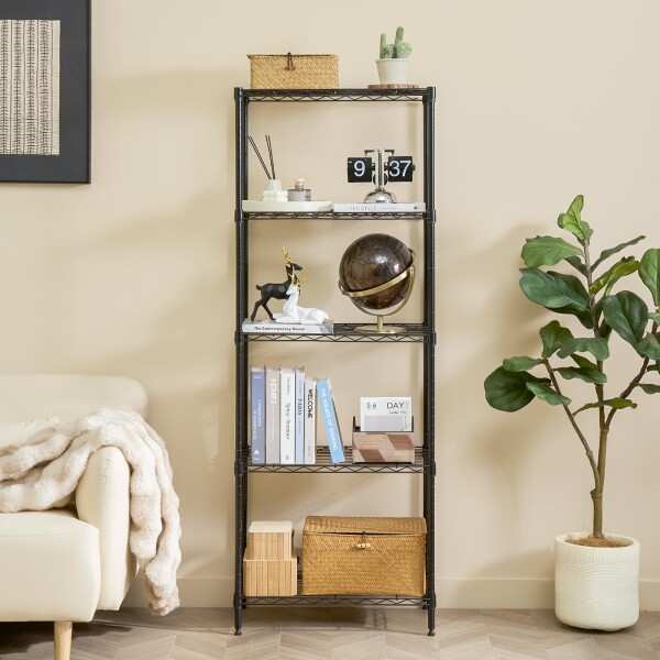 IZEUK スチールラック 5段 高さ伸縮メッシュ 収納棚 防錆加工 パイプ棚