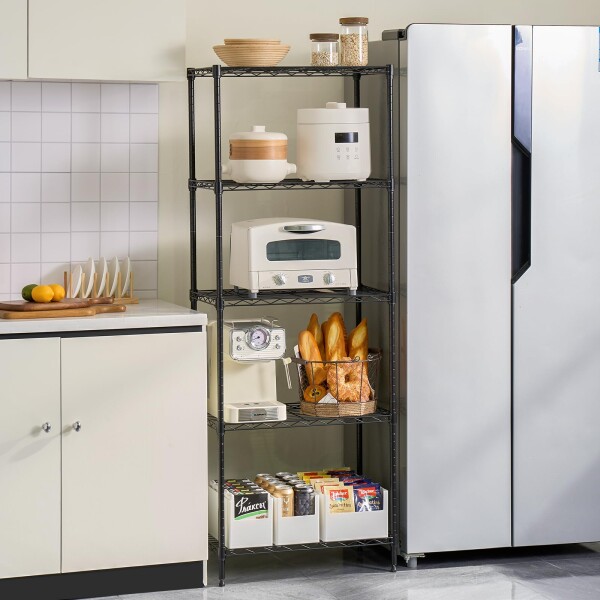 IZEUK スチールラック 5段 高さ伸縮メッシュ 収納棚 防錆加工 パイプ棚