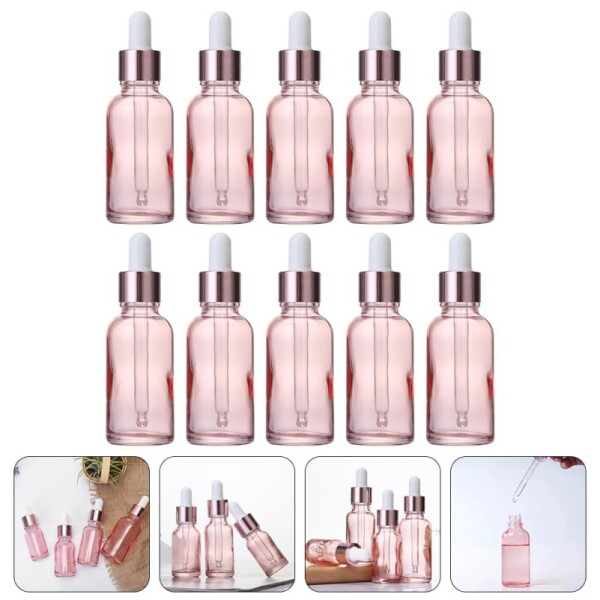 FRCOLOR 香水小分け容器 30個セット 携帯用詰め替えボトル ガラス製 7.8Cm ミニドロッパーボトル エッセンシャルオイル アロマオイル用 サブボトル
