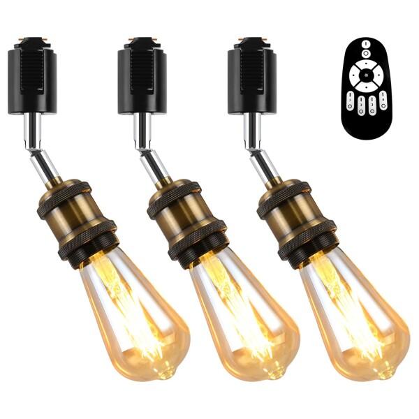 ANWIO ダクトレール ライト 3個セット 調光調色 照明 おしゃれ LED電球 リモコン付き スポットライト 消費電力6W（60W形相当） E26口金 エジソン電球 昼光色 昼白色 電球色（電池別売）