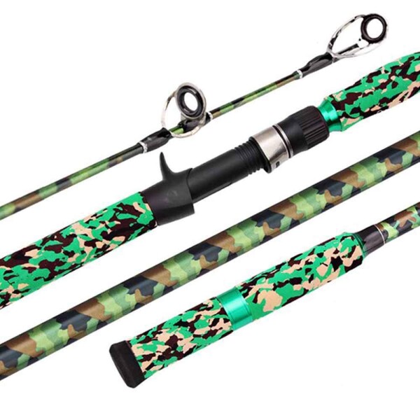 Wellvie classy 雷魚 ロッド 釣り竿 XH 7.6ft 2.28m 762XH ベイトロッド 超硬 2ピース 鯰ロッド ルアーロッド ビッグベイト ブラック/バス/タコ/ライギョ/ナマズ 初心者（迷彩柄）