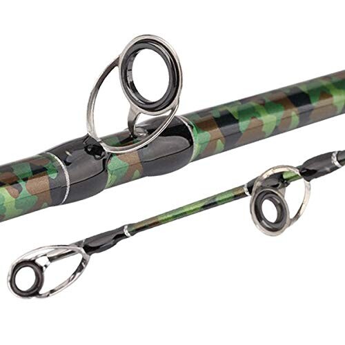 Wellvie classy 雷魚 ロッド 釣り竿 XH 7.6ft 2.28m 762XH ベイトロッド 超硬 2ピース 鯰ロッド ルアーロッド ビッグベイト ブラック/バス/タコ/ライギョ/ナマズ 初心者（迷彩柄）