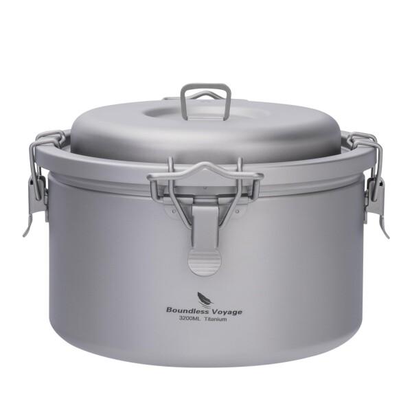 Boundless Voyage チタン クッカー キャンプ鍋 外鍋 軽量 大容量 頑丈 直火 炊飯器 料理用キャンピングクッカー コッヘルクッカー アウトドア 調理器具 キャンプ用品 Ti2090C